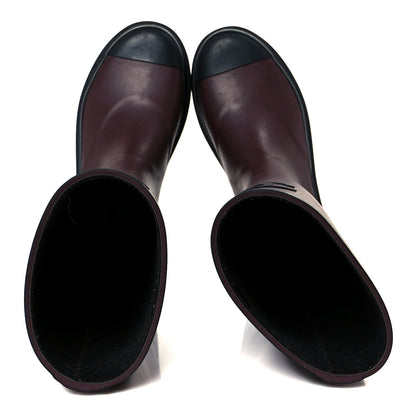 Chanel Caoutchouk CC High Boots 37 Burgundy Black 2 of 9