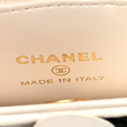 Chanel Lambskin Quilted Round Camellia Mini Clutch White 6 of 8