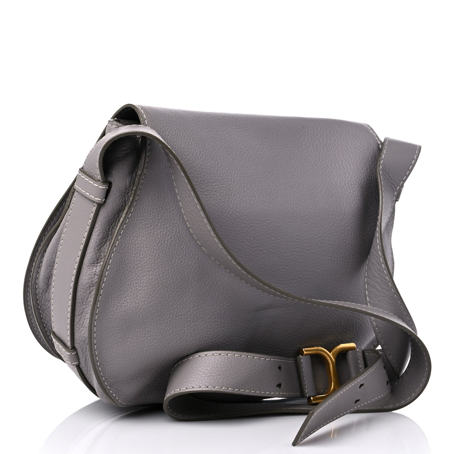 Calfskin Medium Marcie Round Crossbody Bag Cashmere Grey