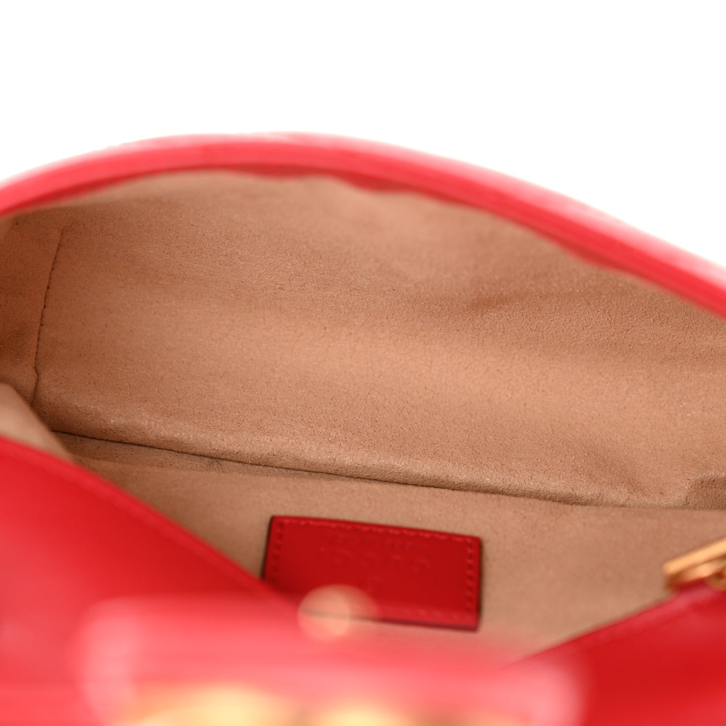 Calfskin Matelasse Super Mini GG Marmont Shoulder Bag Hibiscus Red