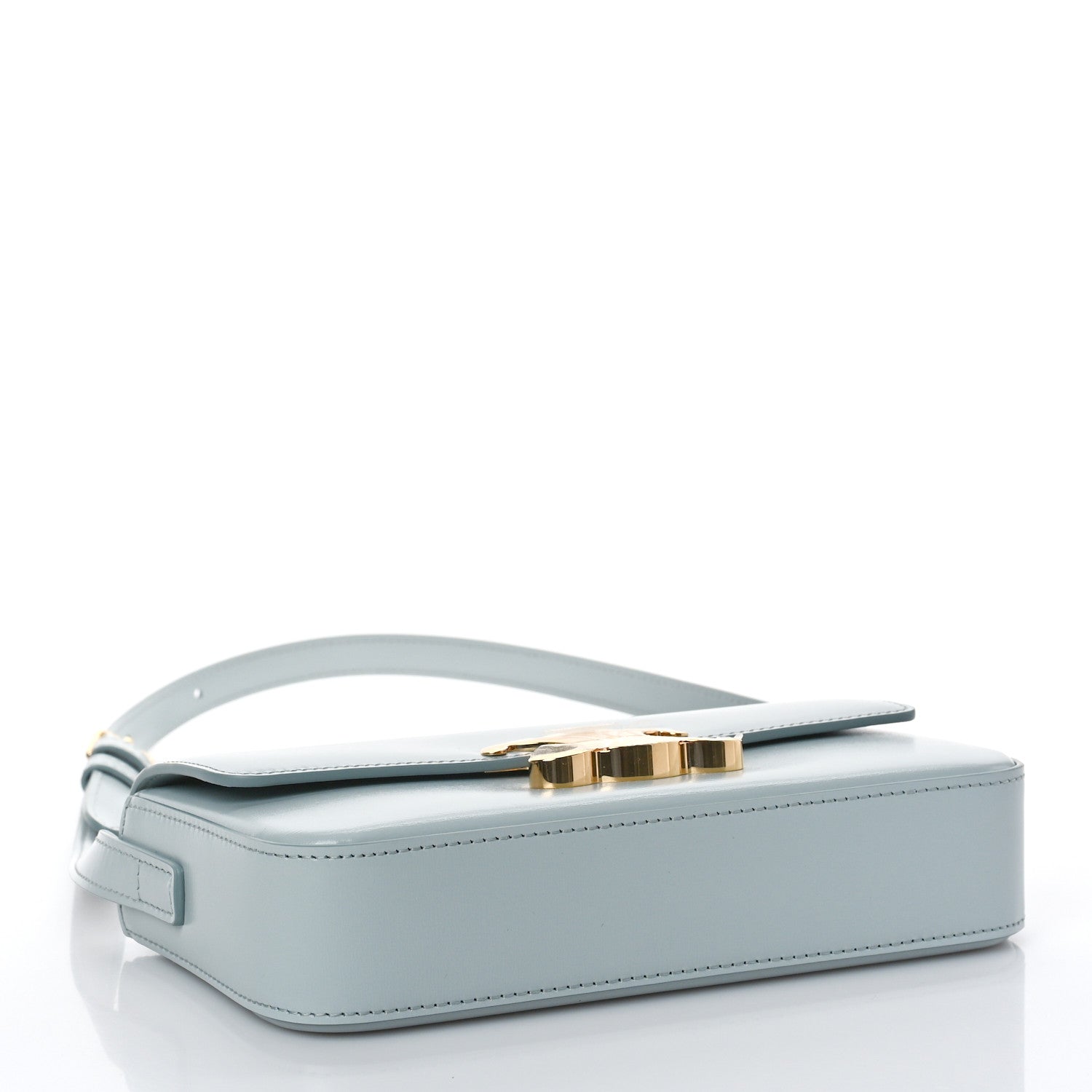 Celine Shiny Calfskin Triomphe Shoulder Bag Soft Blue 4 of 10