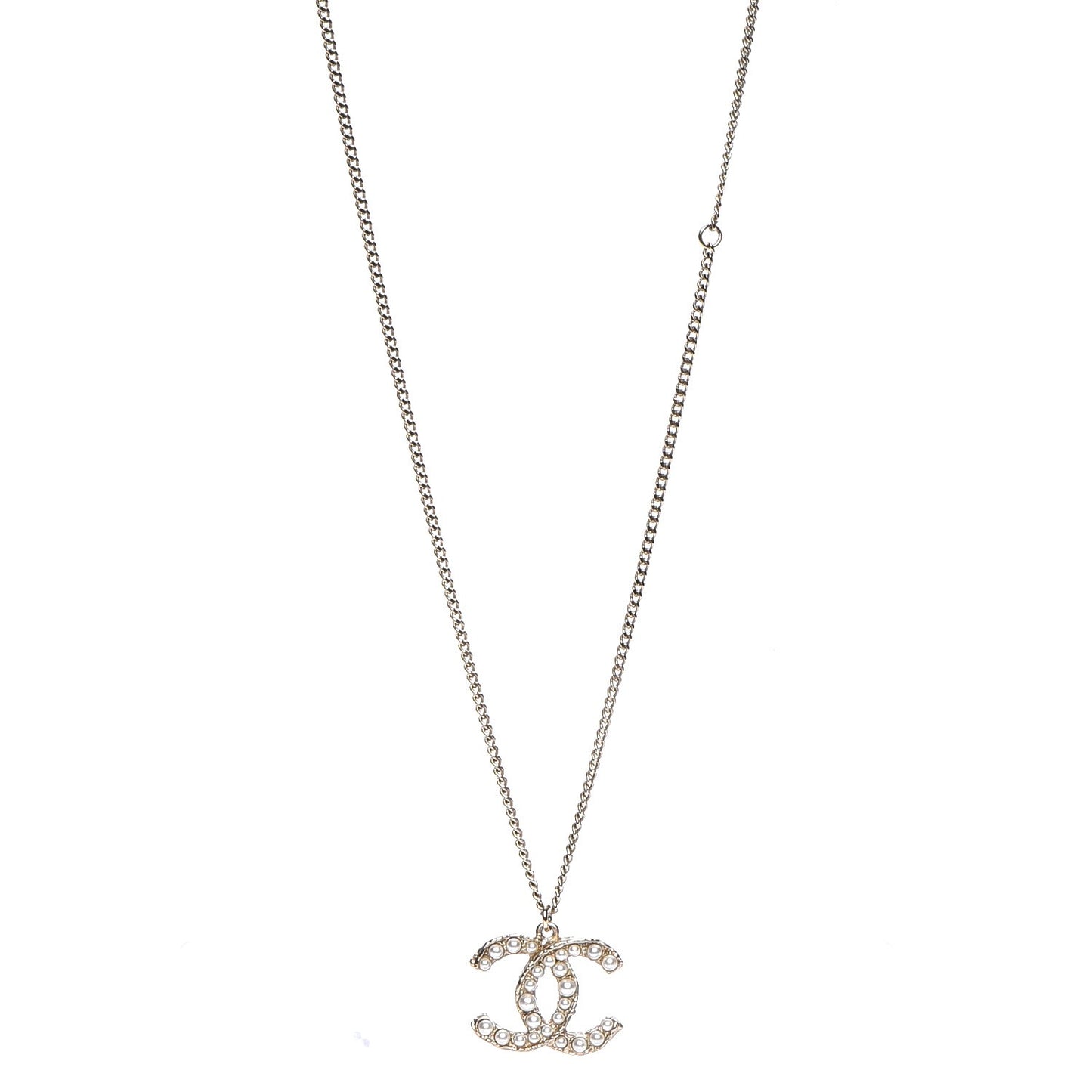 Pearl CC Pendant Necklace Gold