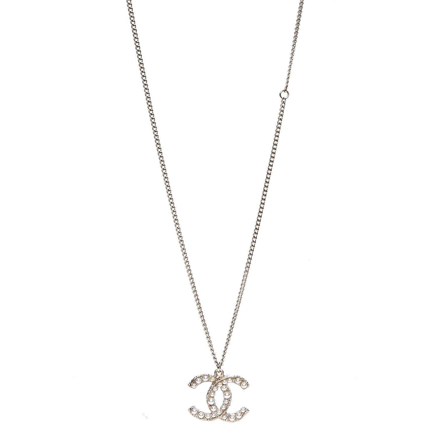 Chanel Pearl CC Pendant Necklace Gold 1 of 12