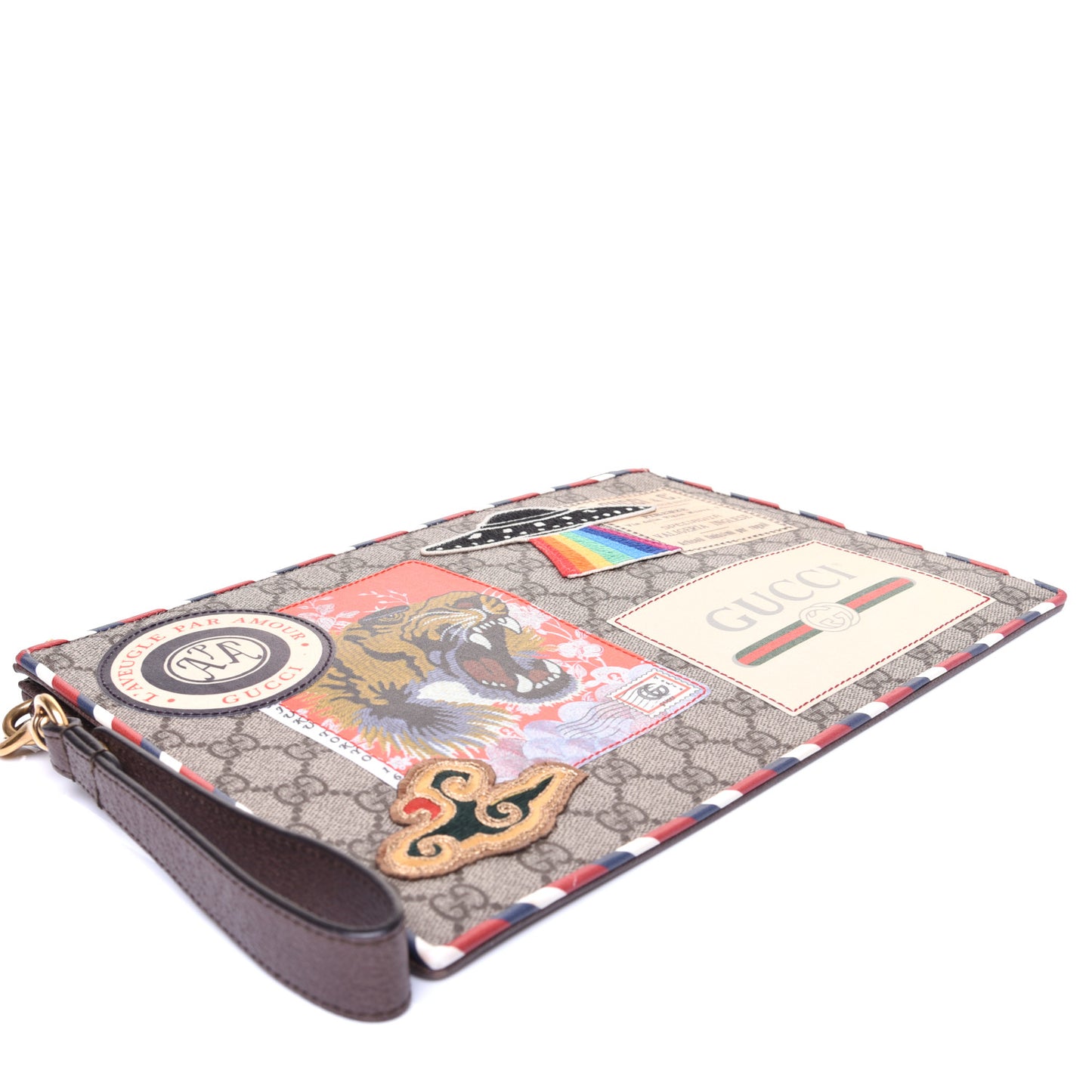 GG Supreme Monogram Courrier Documents Holder Beige New Acero