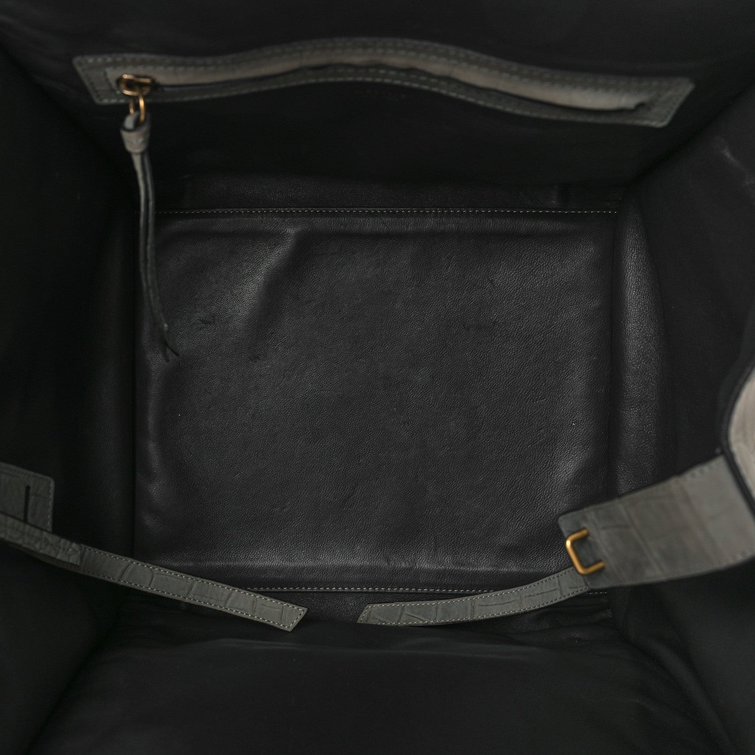 Celine Crocodile Embossed Nubuck Medium Phantom Luggage Grey 5 of 10