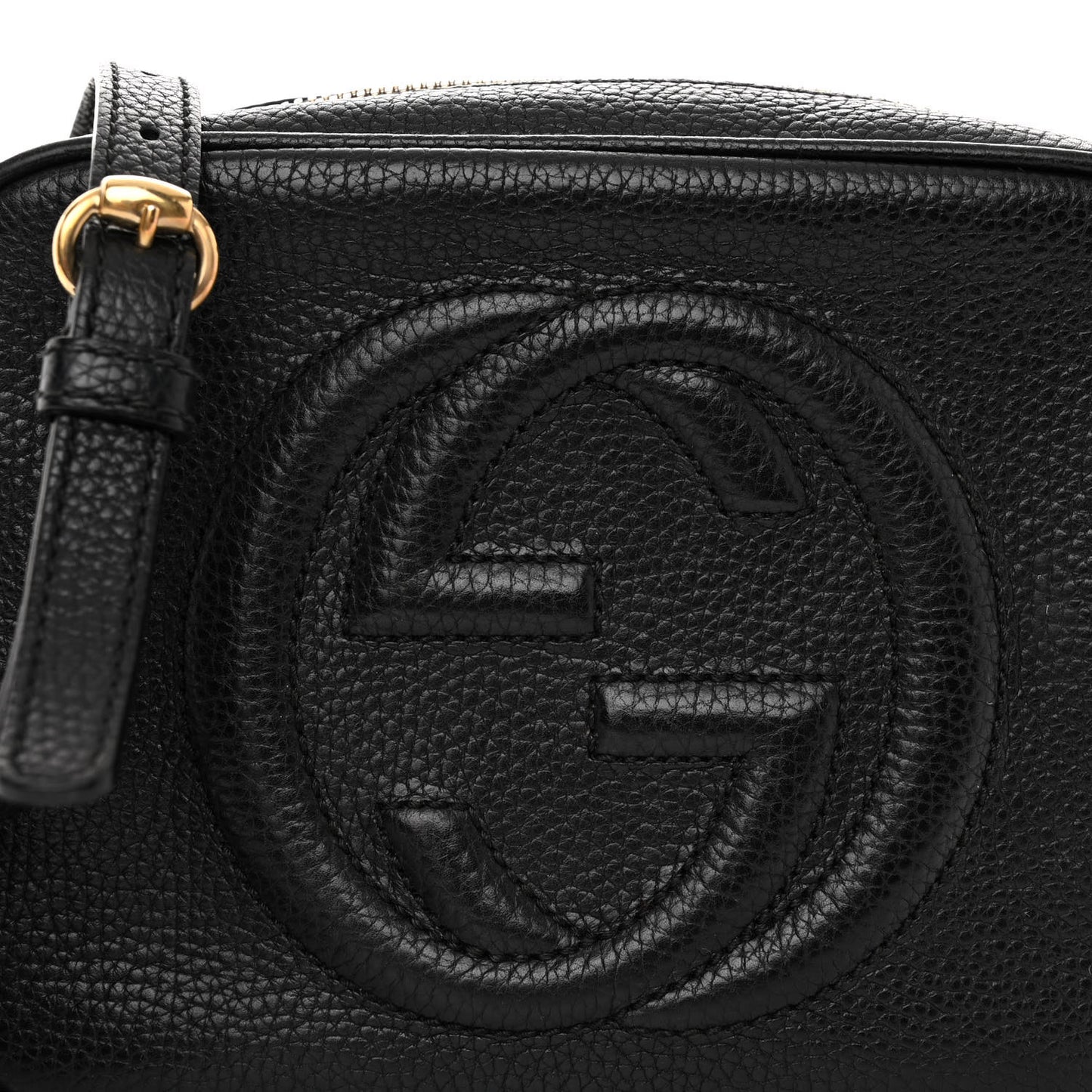 Pebbled Calfskin Small Soho Disco Bag Black