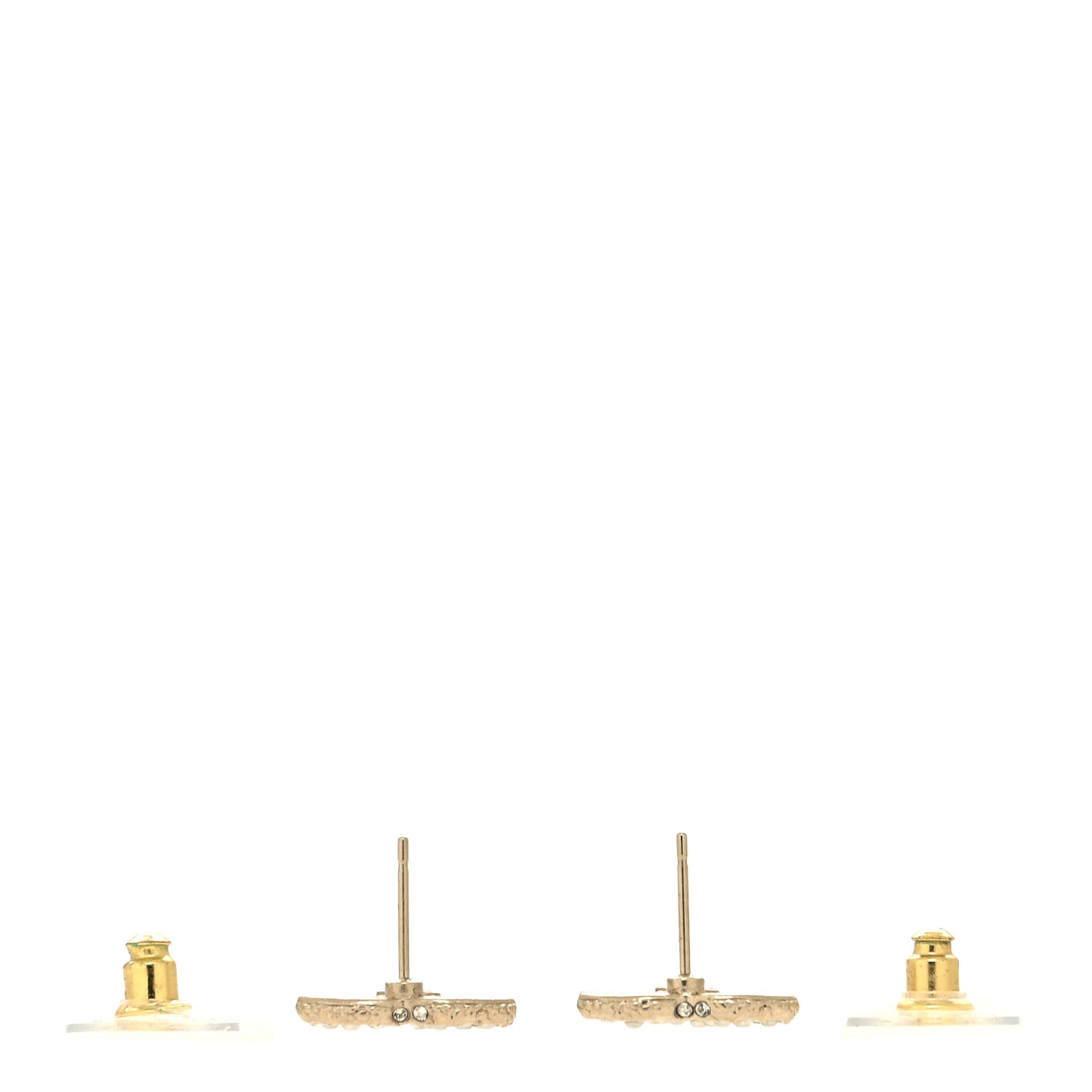 Metal Graduated Pearl Crystal CC Earrings Light Gold