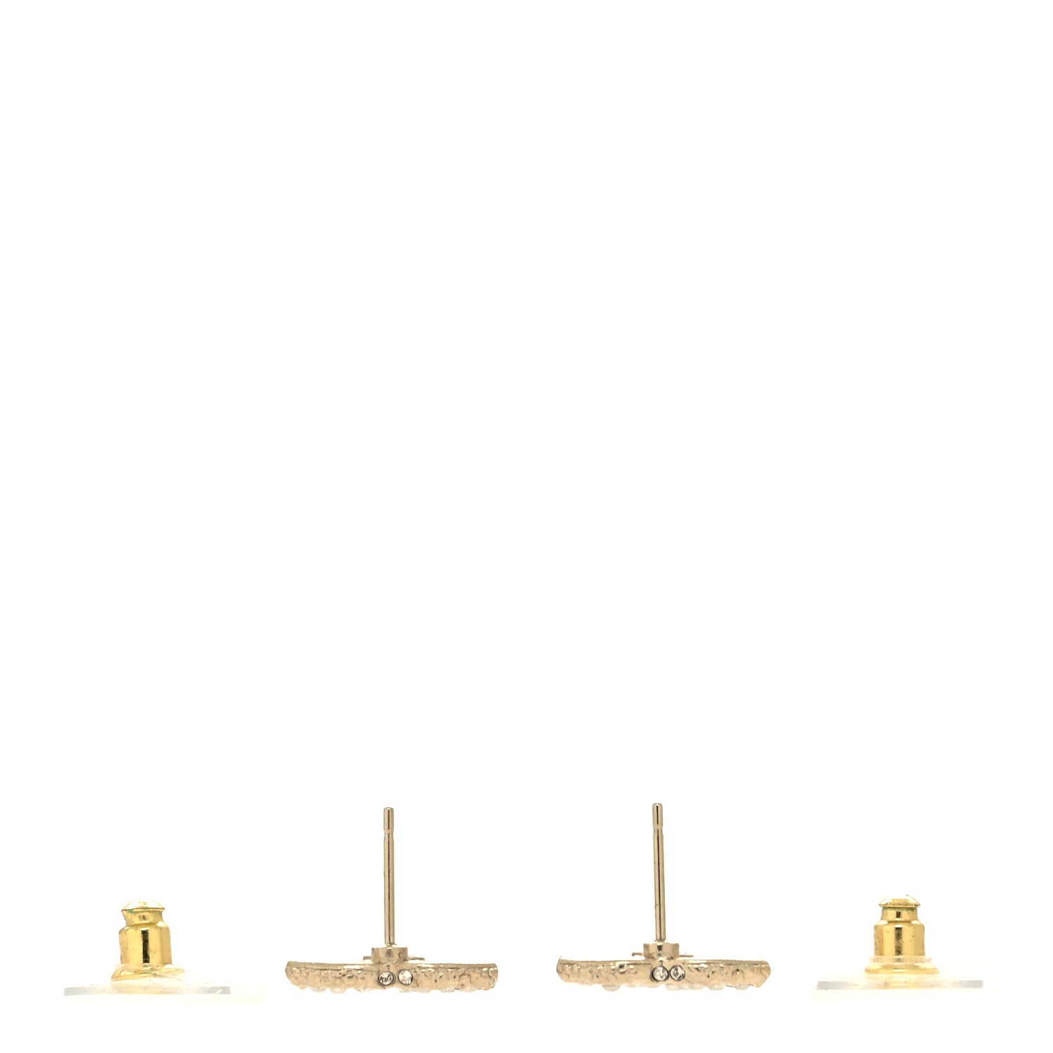 Chanel Metal Graduated Pearl Crystal CC Earrings Light Gold 3 of 5