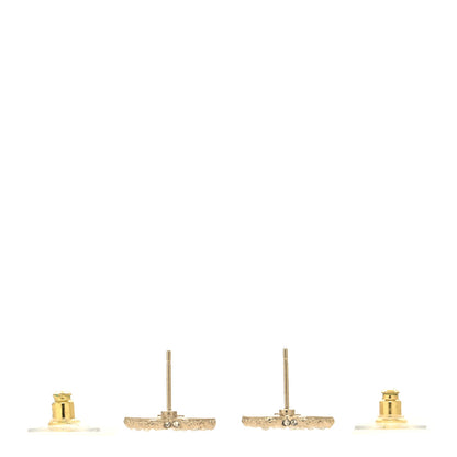 Chanel Metal Graduated Pearl Crystal CC Earrings Light Gold 3 of 5