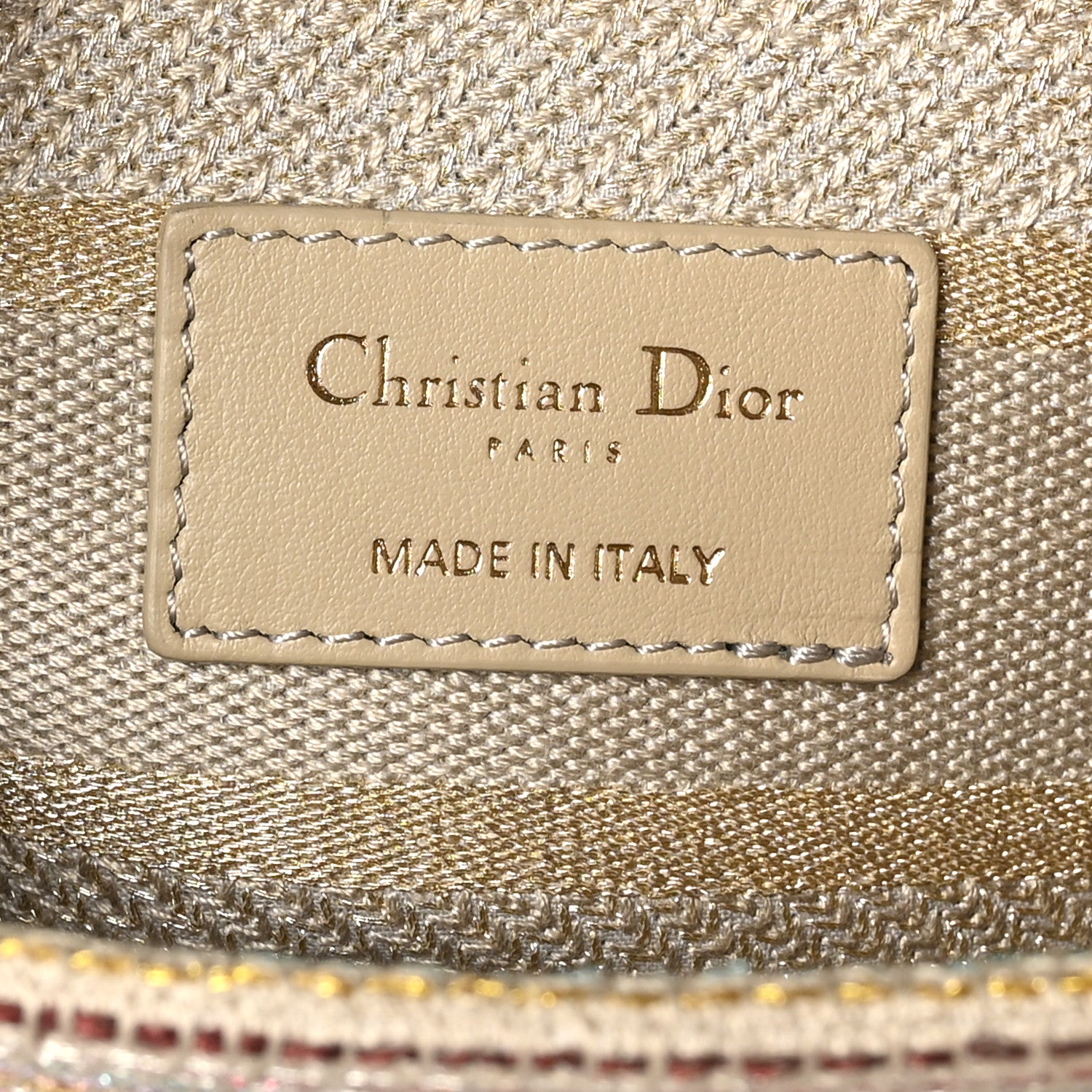 Christian Dior Canvas Embroidered Medium Lady D-Lite Beige Multicolor 6 of 10