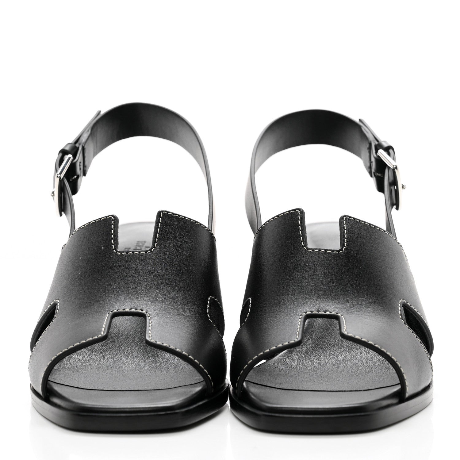 Hermes Calfskin Elbe 60 Sandals 37 Black 2 of 12