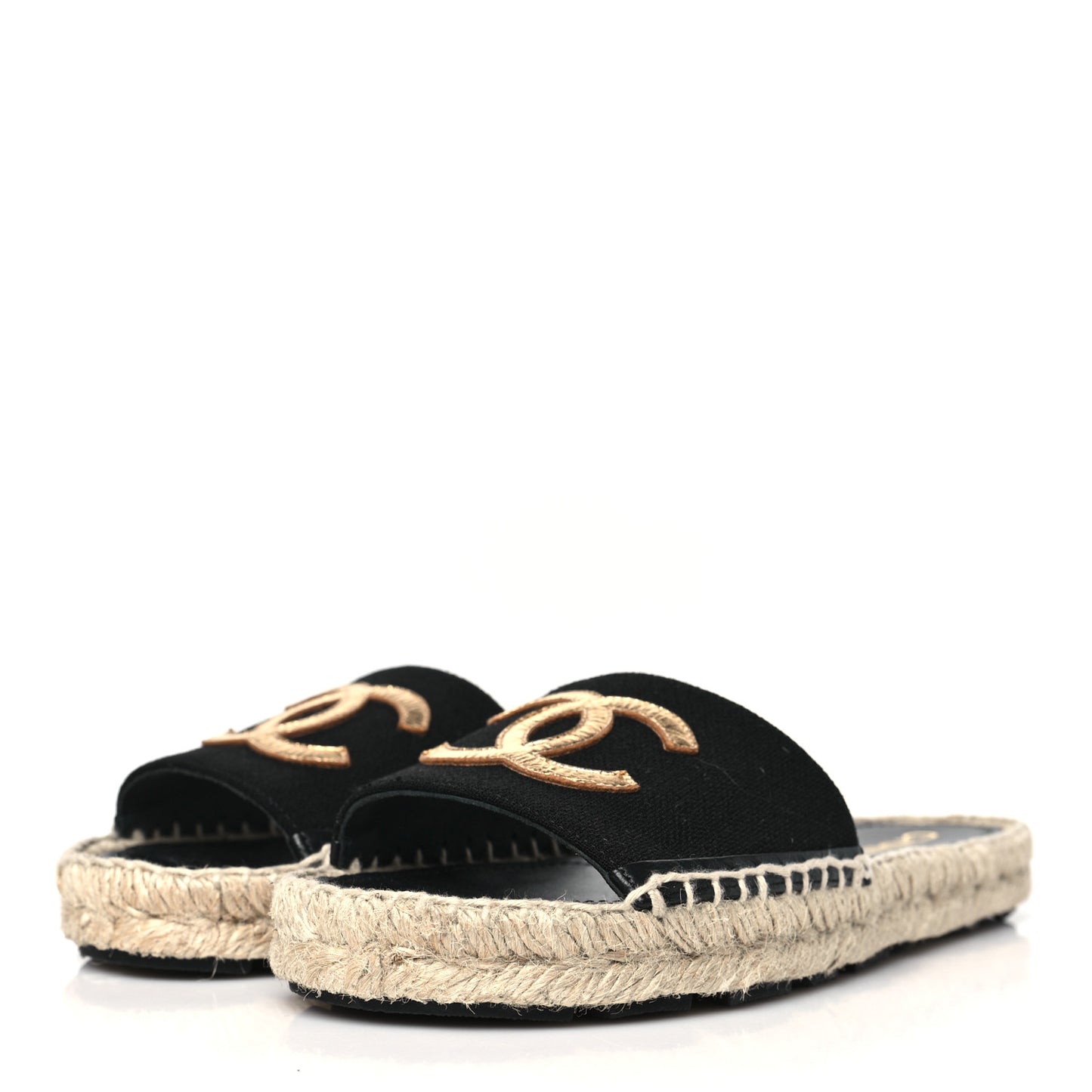 Wool Laminated Lambskin CC Slide Sandals 37 Black Gold
