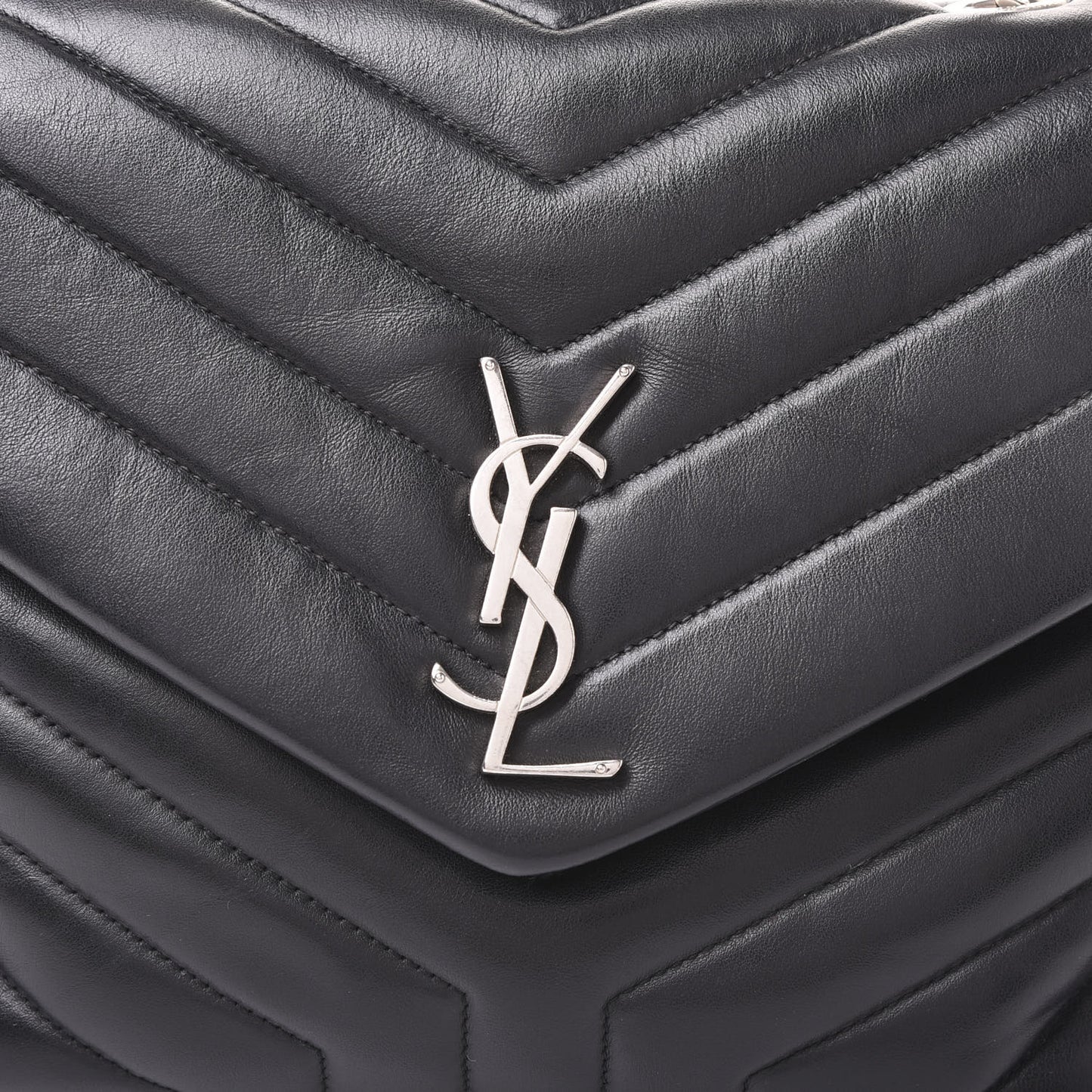 Calfskin Y Quilted Monogram Medium Loulou Chain Satchel Black