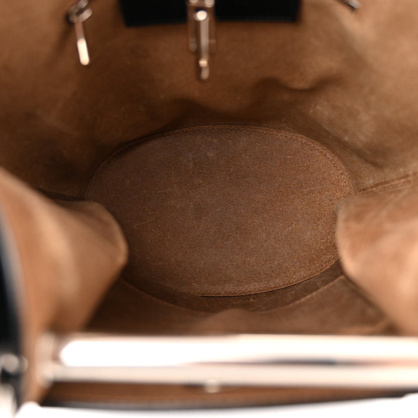 Calfskin Pickstitch Mini Top Handle Bucket Bag Black