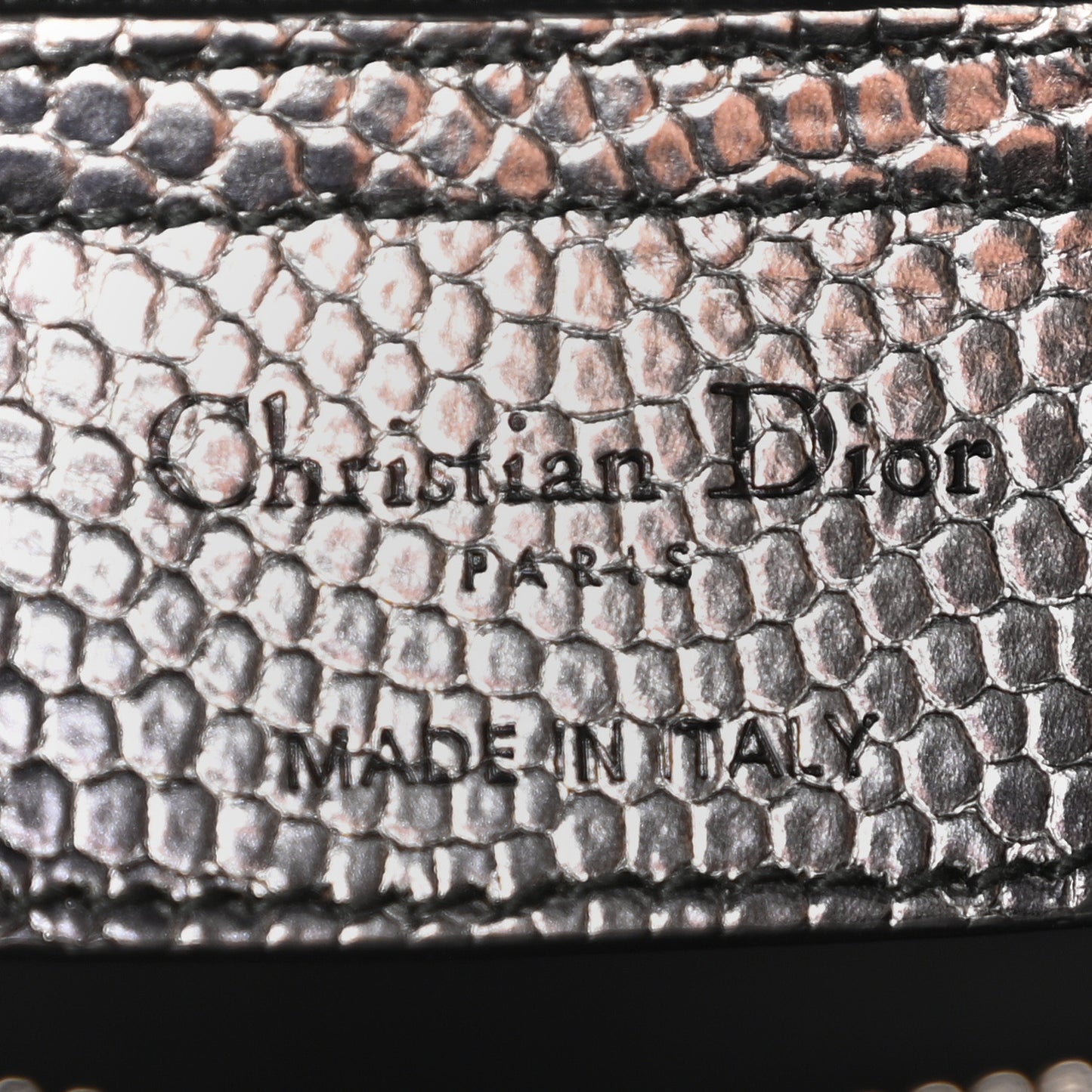 Metallic Lizard Medium Lady Dior Silver