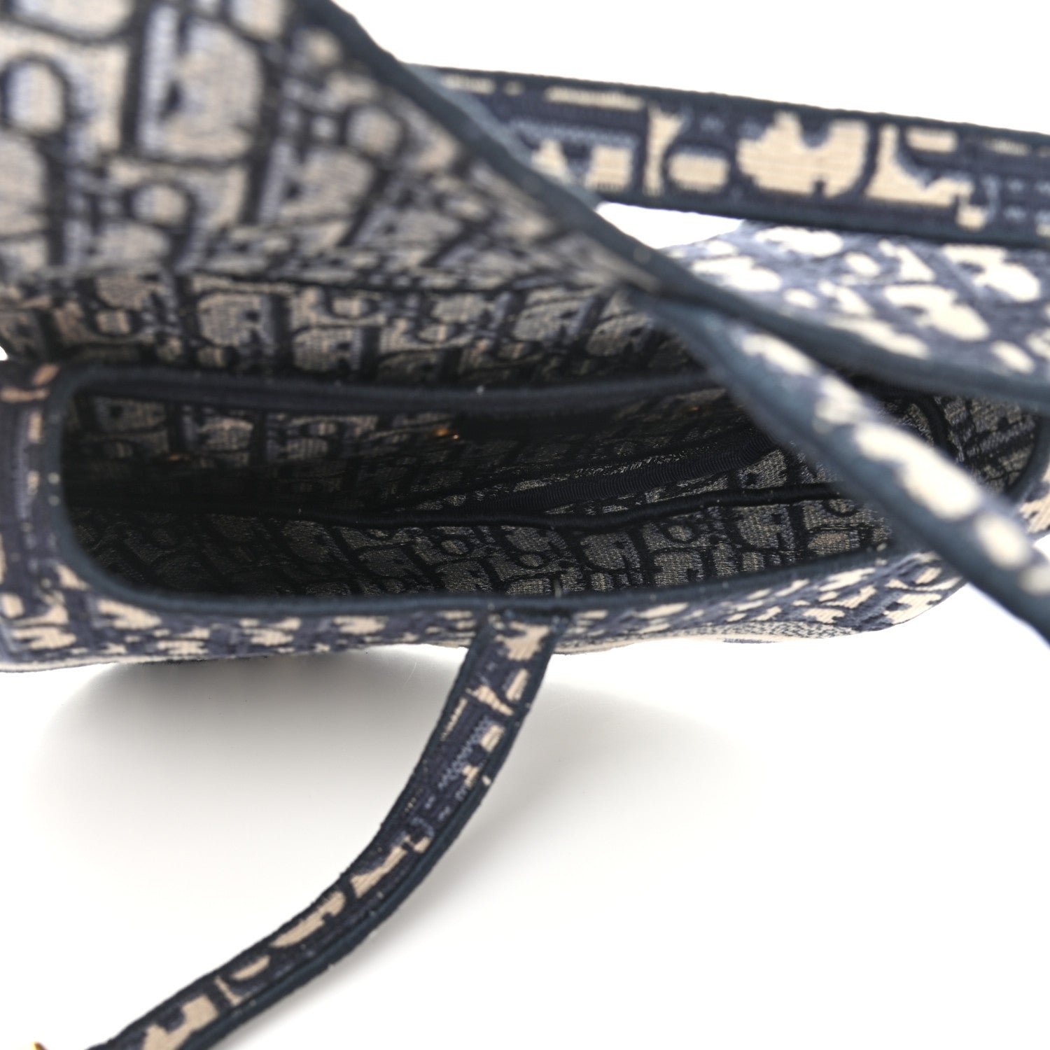 Christian Dior Oblique Embroidered Saddle Bag Blue 8 of 14
