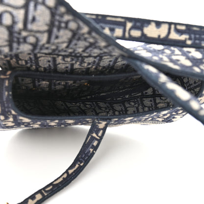 Christian Dior Oblique Embroidered Saddle Bag Blue 8 of 14