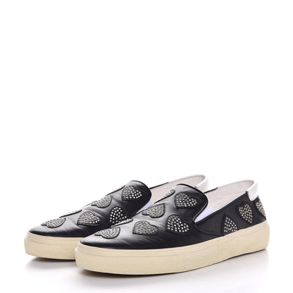 Saint Laurent Calfskin Heart Studded Skate Sneaker 39 Black 3 of 8