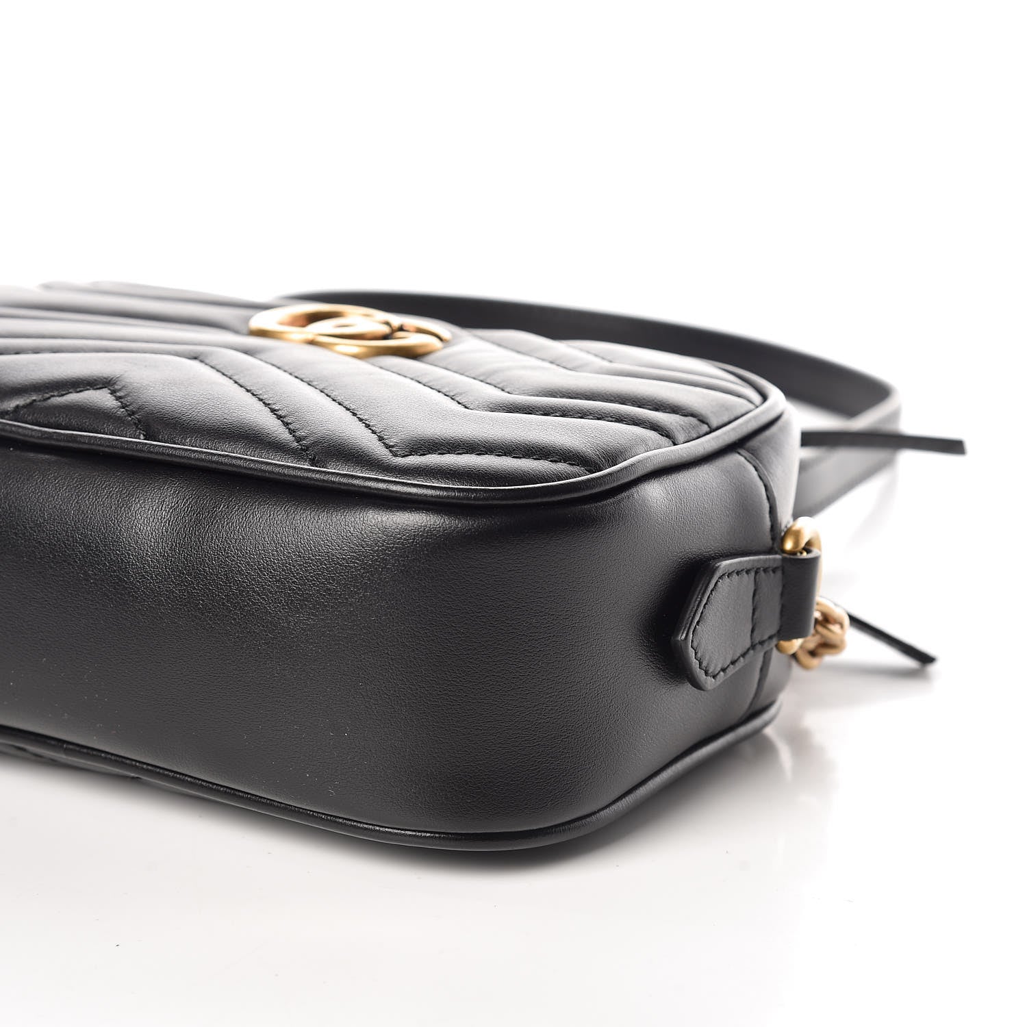 Gucci Calfskin Matelasse Mini GG Marmont Chain Shoulder Bag Black 6 of 9