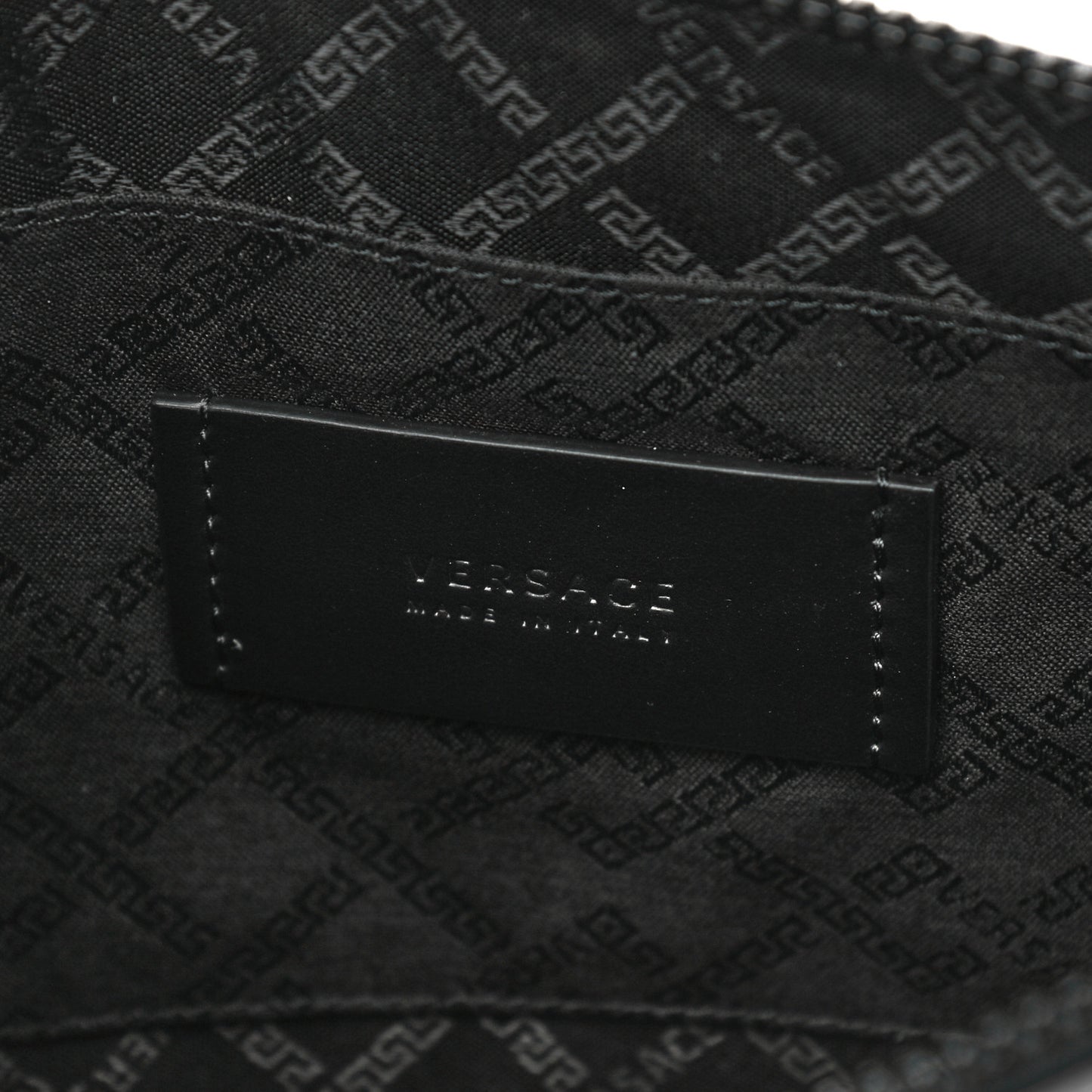 Grained Calfskin Baroque Print Zip Pouch Blue