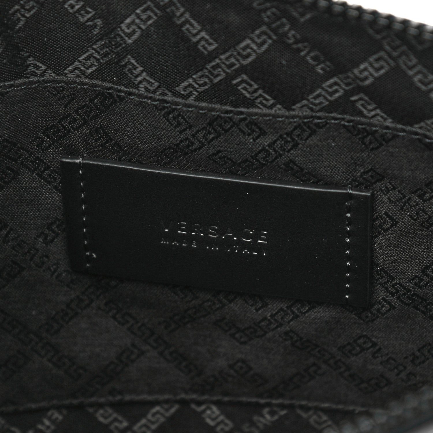 Versace Grained Calfskin Baroque Print Zip Pouch Blue 6 of 12