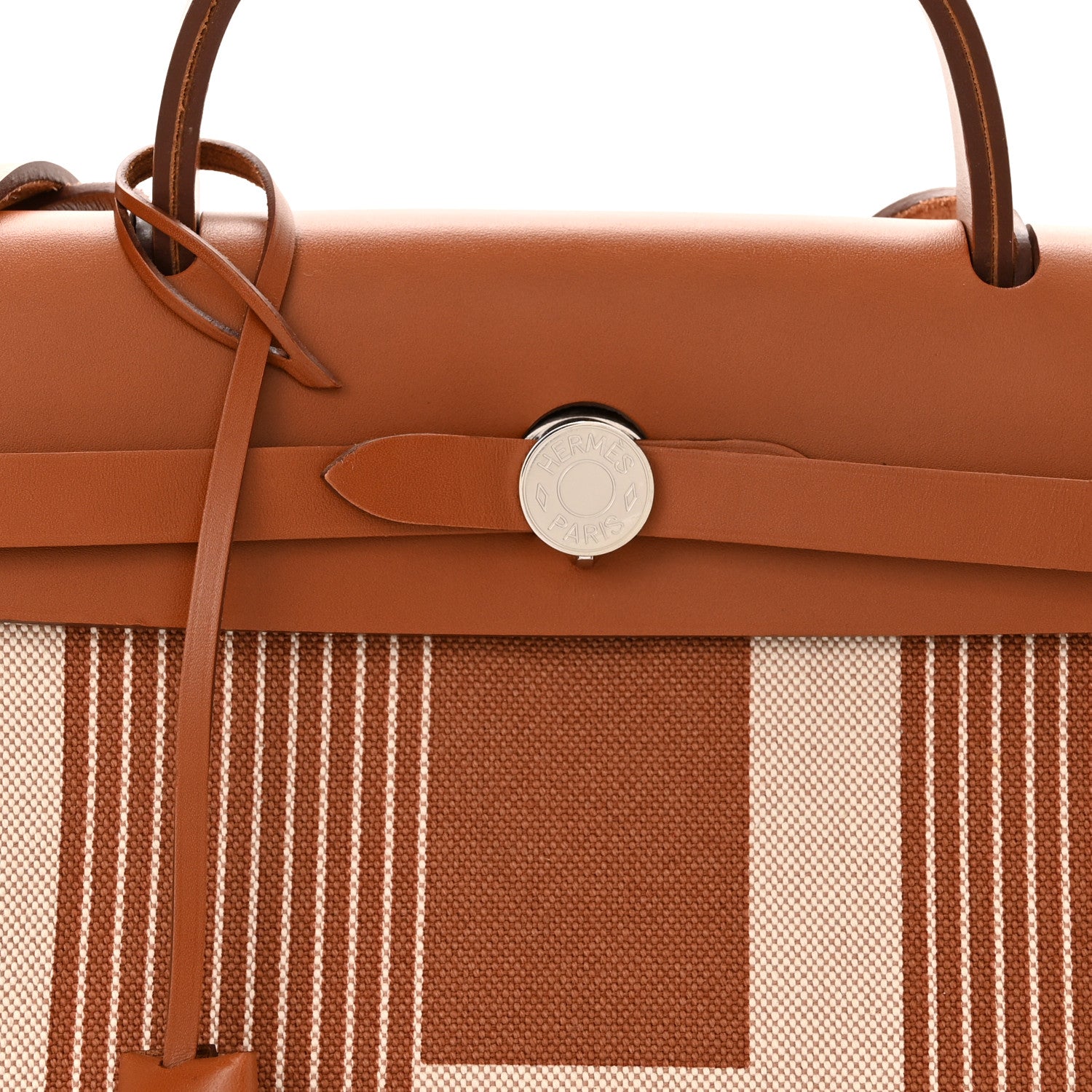 Hermes Vache Hunter Toile H Vibration Herbag Zip Retourne 31 PM Fauve Ecru Beige 10 of 12