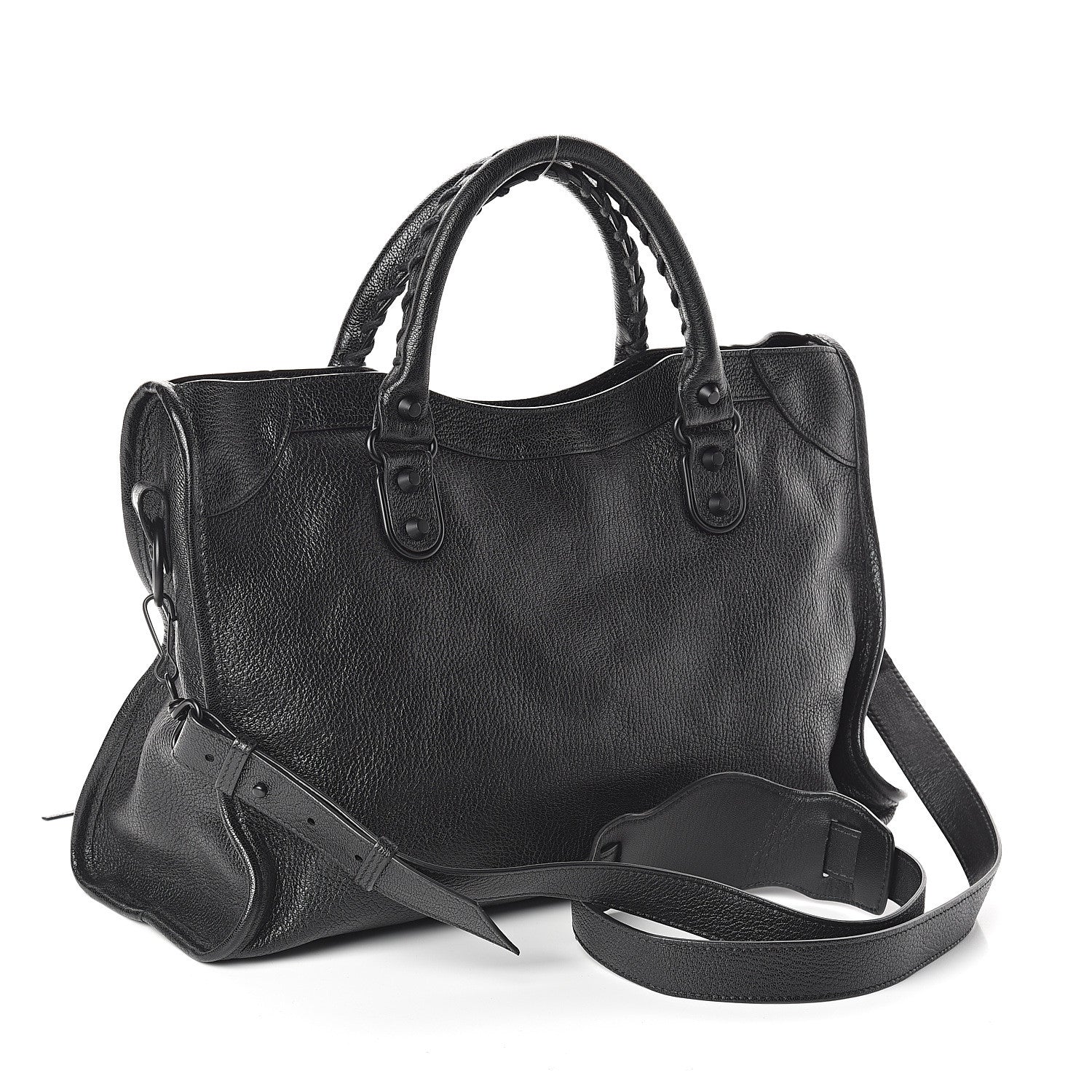Balenciaga Shiny Grained Goatskin Black Metallic Edge City Black 2 of 7