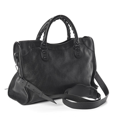 Balenciaga Shiny Grained Goatskin Black Metallic Edge City Black 2 of 7