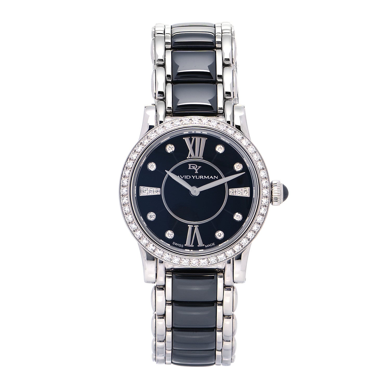 David Yurman Stainless Steel Ceramic Diamond Bezel 30mm Classic Quartz Watch Black 1 of 5