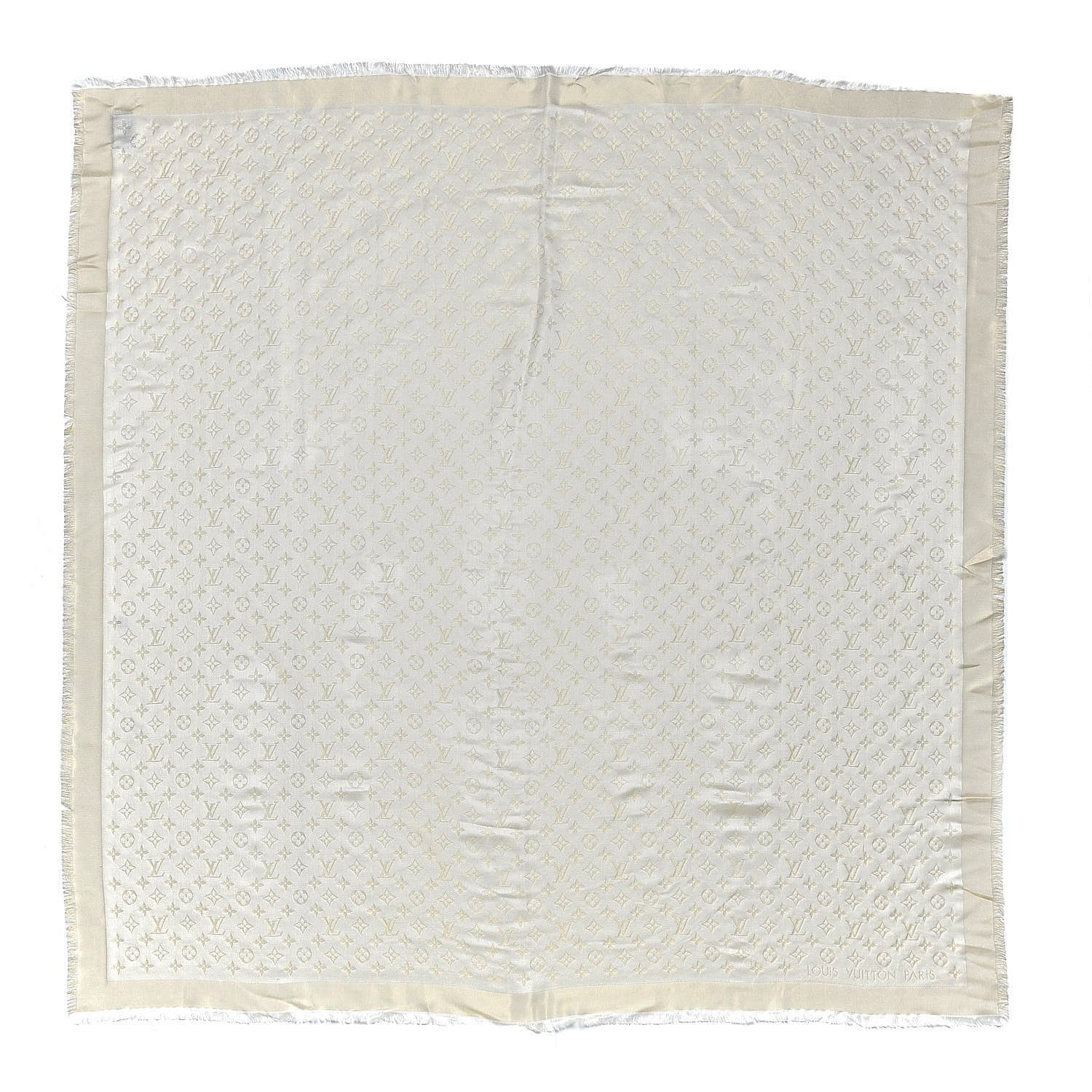Louis Vuitton Silk Wool Monogram Shine Shawl Beige 1 of 4