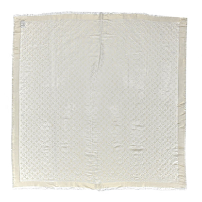 Louis Vuitton Silk Wool Monogram Shine Shawl Beige 1 of 4