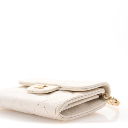Chanel Caviar Quilted Flap Card Holder On Chain White 11 of 15