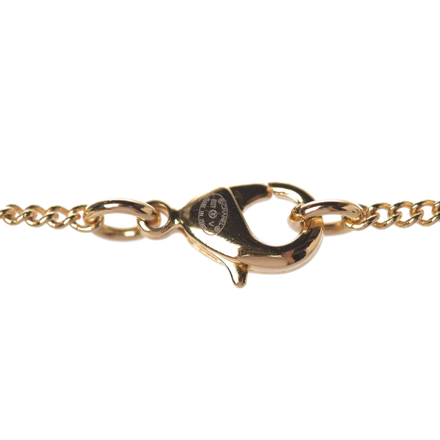 Metal CC Paris Button Necklace Gold