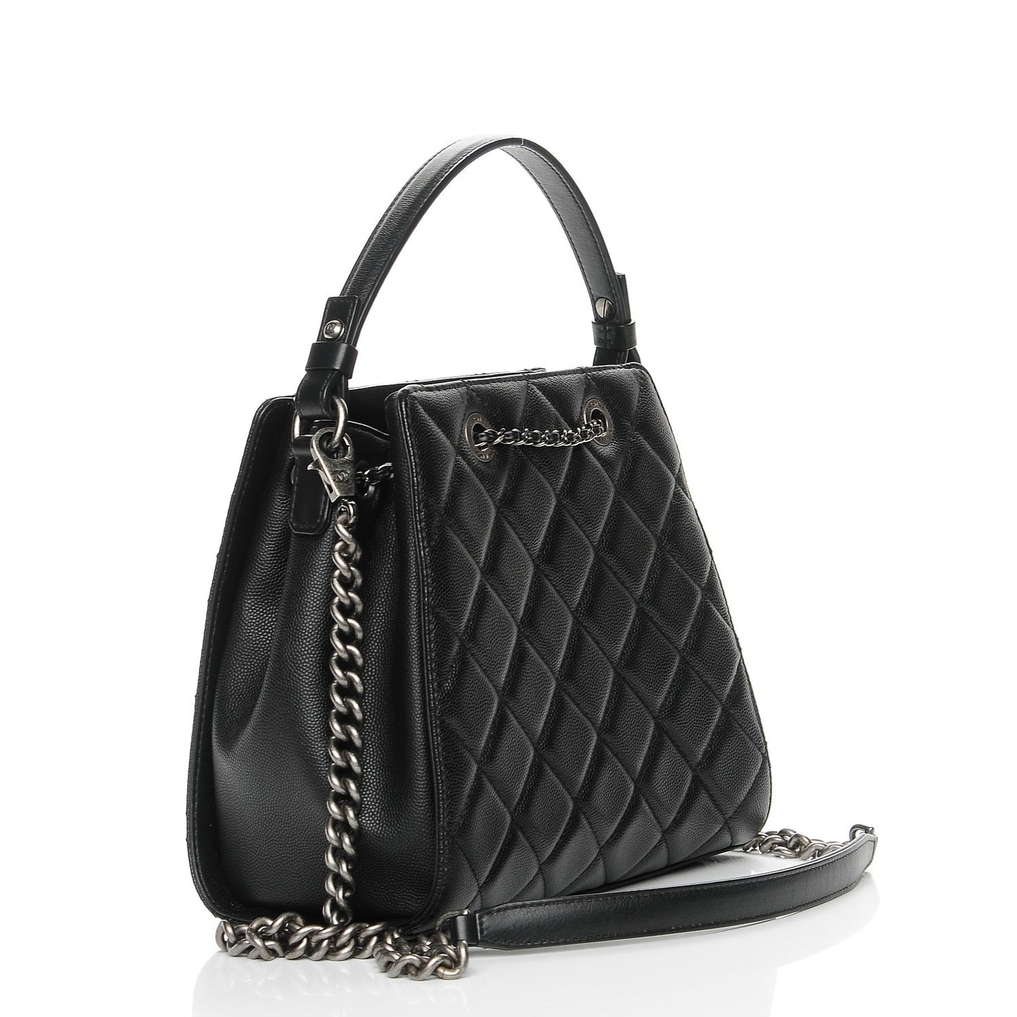 Caviar Quilted Small CC Bucket Bag Black