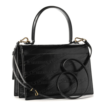 Balenciaga Calfskin Losange Monogram Embossed Medium Sharp Top Handle Bag Black 2 of 11