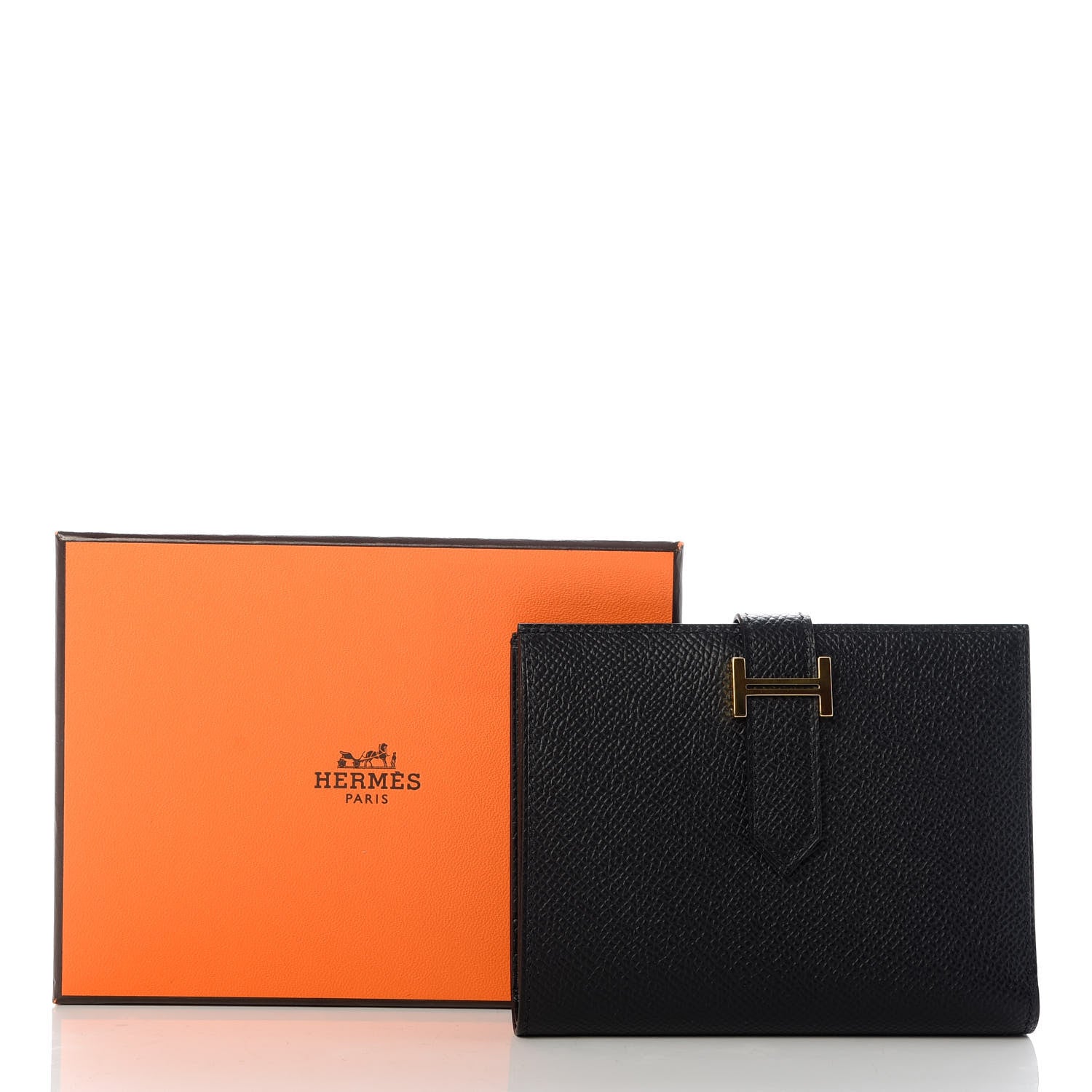 Hermes Epsom Bearn Compact Wallet Black 7 of 7