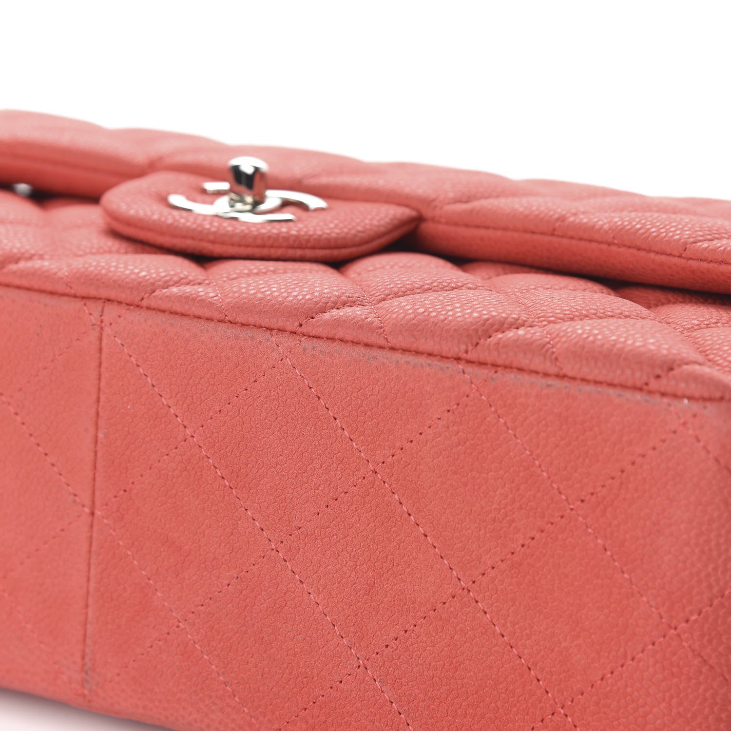 Chanel Iridescent Caviar Quilted Jumbo Double Flap Coral 11 of 11