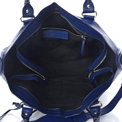 Balenciaga Chevre Gold Metallic Edge Hardware City Bleu Roi 5 of 13