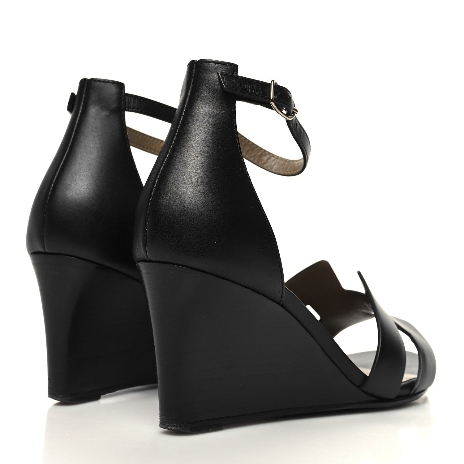 Hermes Calfskin Legend Wedge Sandals 35.5 Black 5 of 9