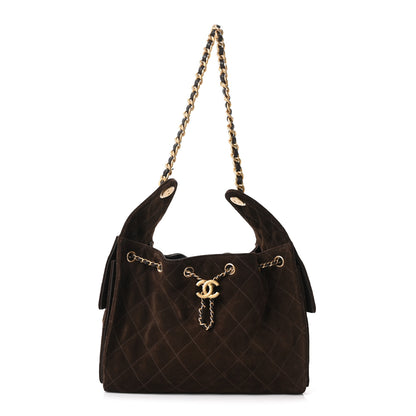 Chanel Suede Quilted Small Chanel 25 Handbag Dark Brown 1 of 11