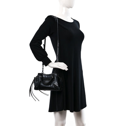 Balenciaga Semi Shiny Calfskin Crocodile Embossed Neo Classic Black Hardware Mini City Black 3 of 10