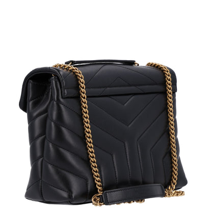 Saint Laurent Calfskin Y Quilted Monogram Small Loulou Chain Satchel Black 4 of 11