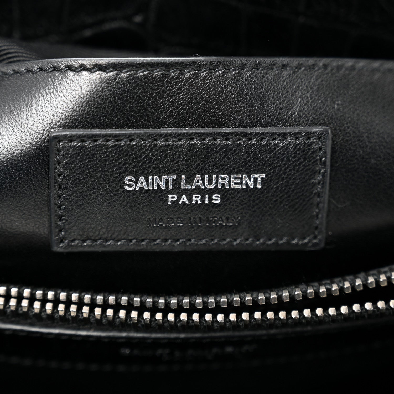 Saint Laurent Calfskin Crocodile Embossed Large College Monogram Satchel Black 7 of 11