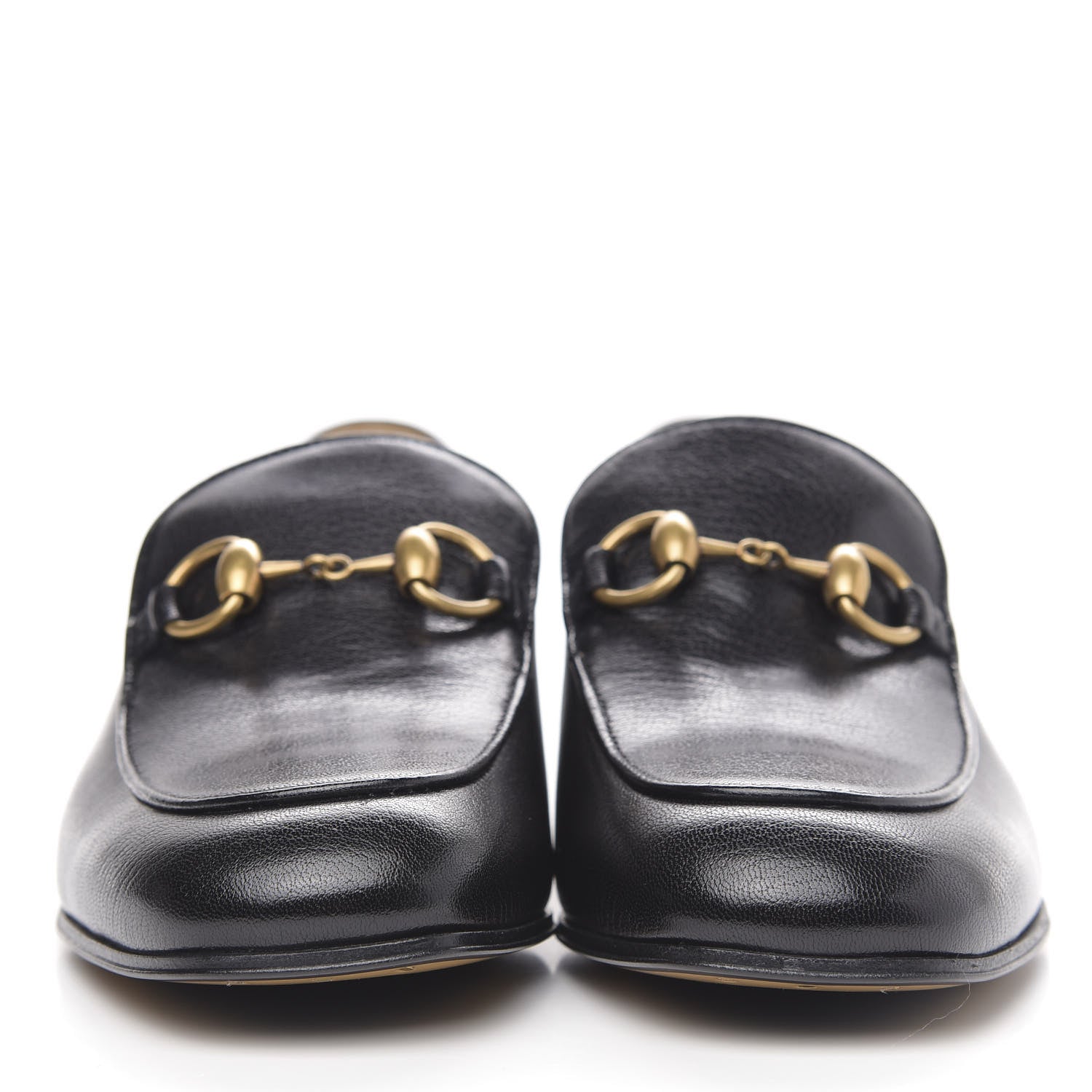 Gucci Goatskin Womens Horsebit Mid-Heel Loafers 37 Black 2 of 9