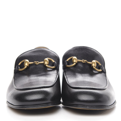 Gucci Goatskin Womens Horsebit Mid-Heel Loafers 37 Black 2 of 9