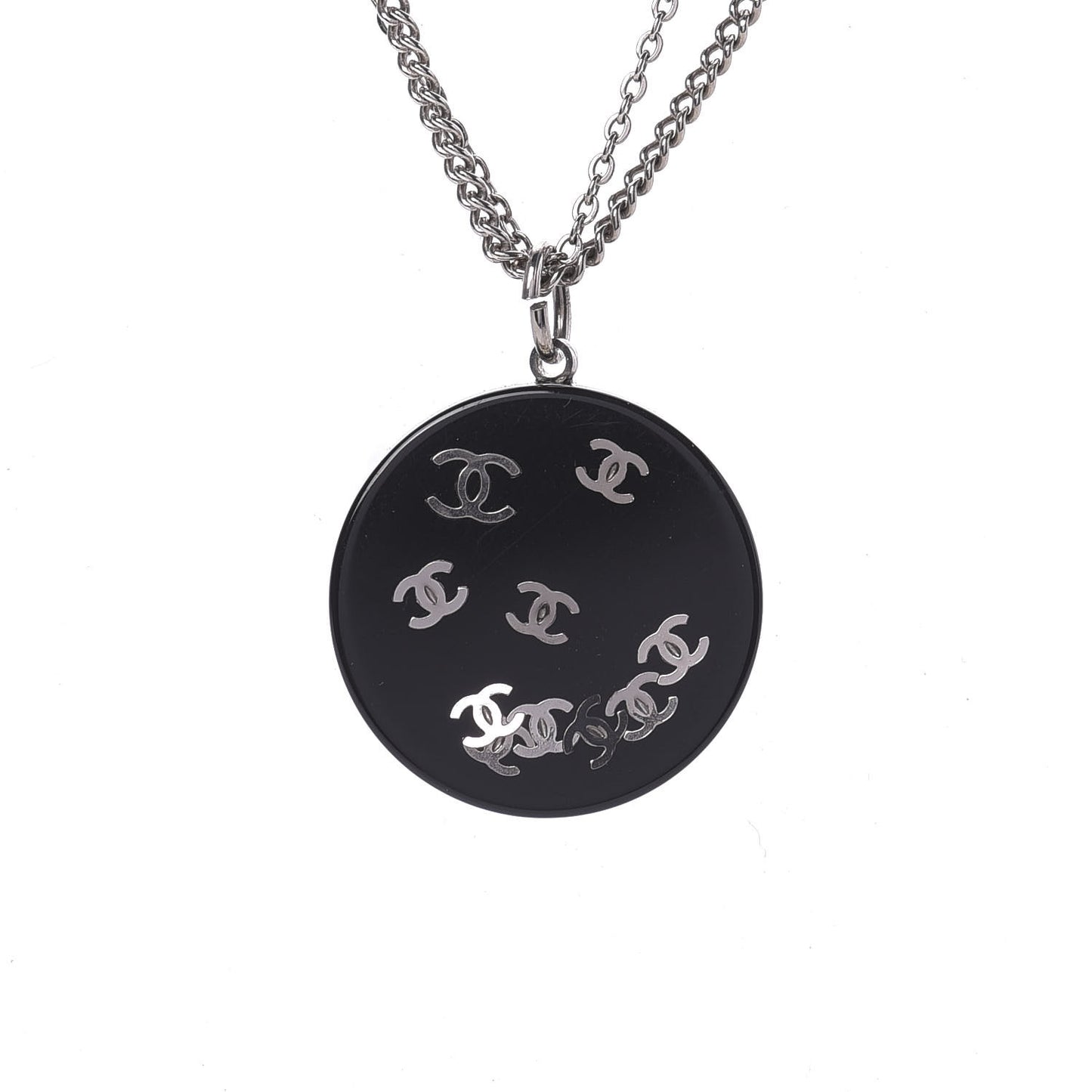 Resin CC Necklace Black Silver