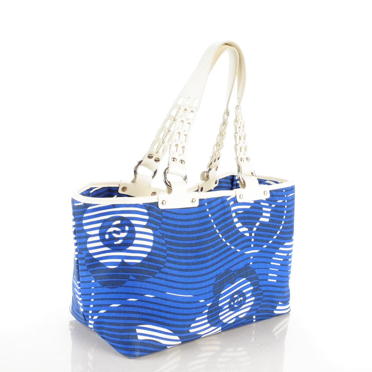 Canvas Camellia Flower Beach Tote Blue