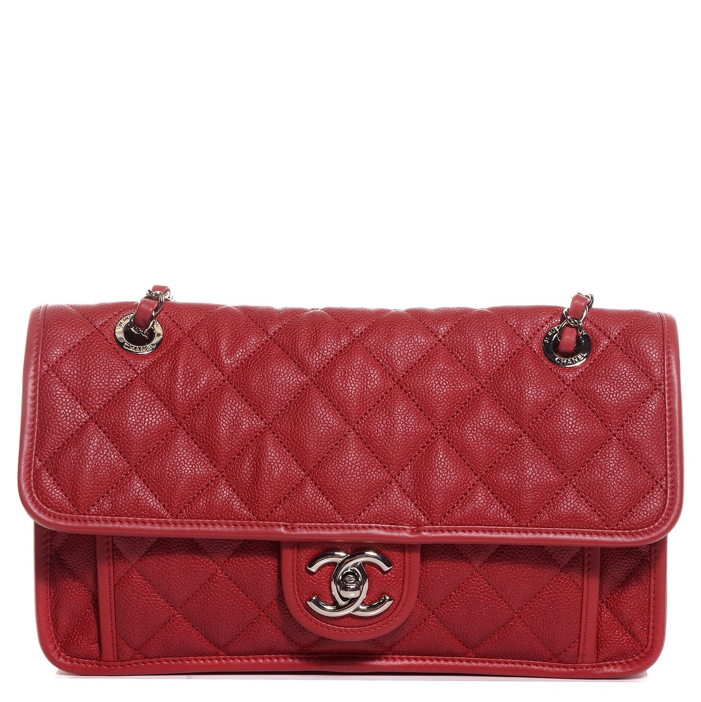 Caviar Quilted Medium French Riviera Flap Red