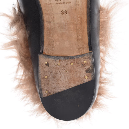 Gucci Malaga Kid Fur Womens Jordaan Loafers 39 Black Natural 10 of 13