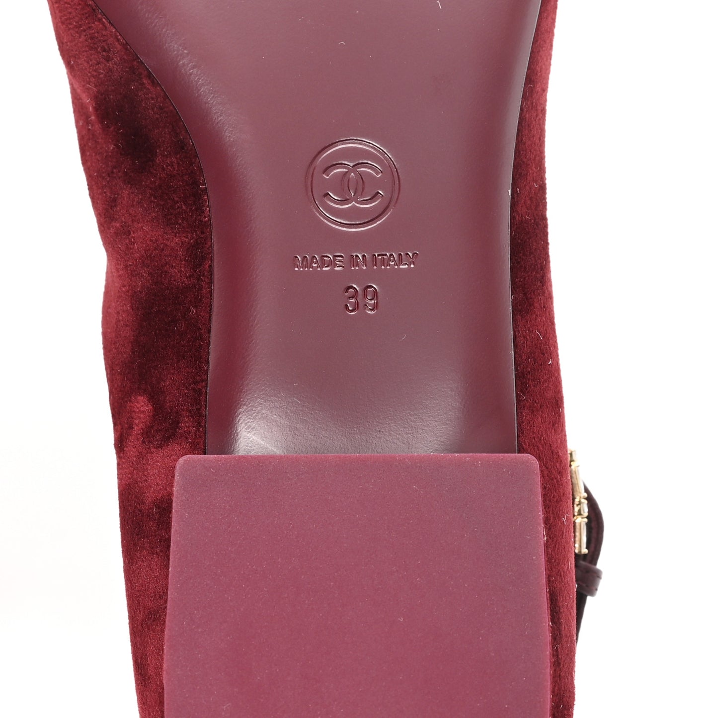Velvet Strass CC Bow Mary Jane Flats 39 Burgundy
